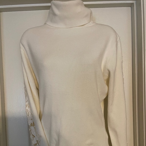 VINTAGE CASHMERE  WHITE SWEATER, Cashmere and wool blend, Meinanda, S.XL - Picture 9 of 9